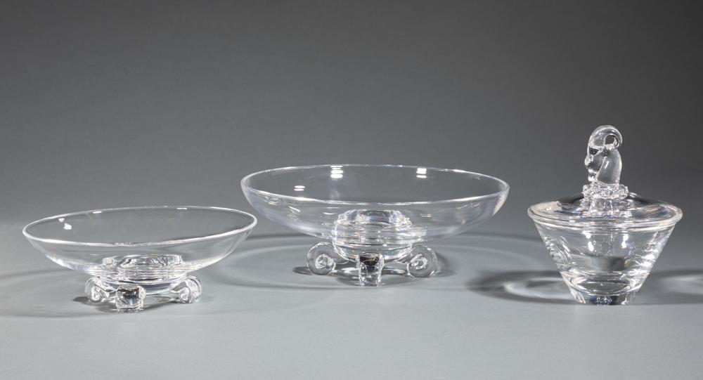 Appraisal: Pair of Steuben Glass Low Footed Bowls and a Candy