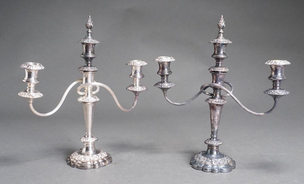 Appraisal: PAIR SILVERPLATE CONVERTIBLE - LIGHT CANDELABRA H IN CM Pair