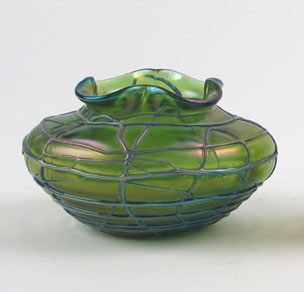 Appraisal: A LOETZ ART GLASS VASE of ovoid-bulbous shape having green