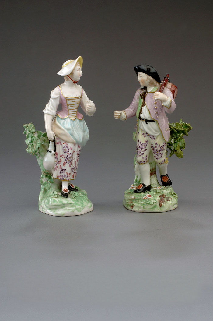 Appraisal: PAIR OF DERBY PORCELAIN FIGURES OF TRAVELERS CIRCA Modelled as