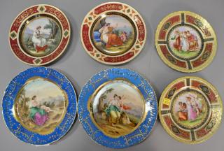 Appraisal: Group of six Royal Vienna pictorial porcelain plates with hand