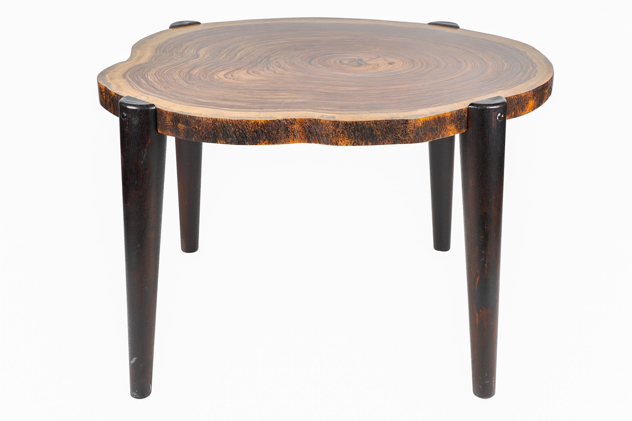 Appraisal: LIVE EDGE DINING TABLE unsigned with single-slab top on dark-stained