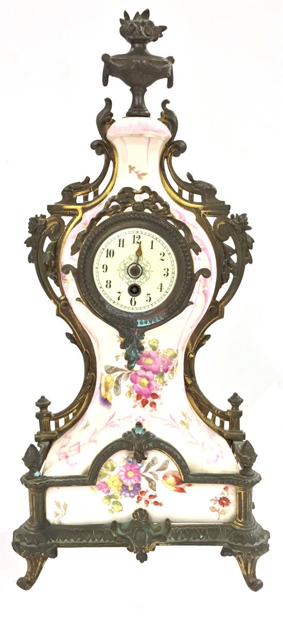 Appraisal: French miniature porcelain shelf clock circa porcelain dial without cracks