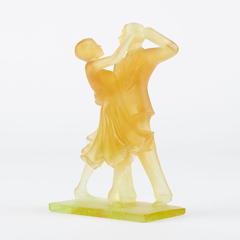 Appraisal: Daum Nancy Art Glass Amber Dancing Couple Figurine Daum Nancy