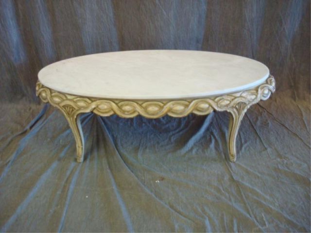 Appraisal: Oval Marbletop Coffee Table Dimensions x Estimate -