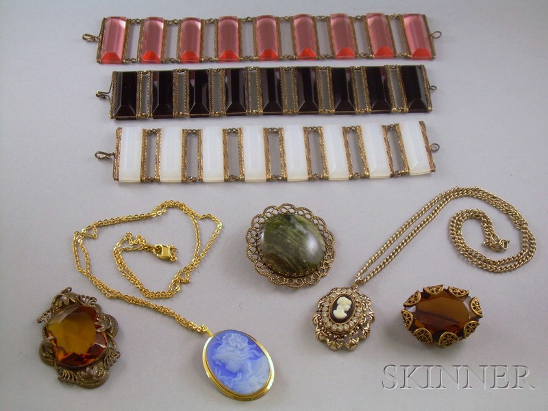 Appraisal: Group of Victorian-style Jewelry including an kt gold-framed cameo pendant