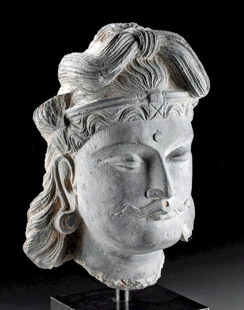 Appraisal: Lifesize Gandharan Schist Head of Buddha Central Asia Pakistan and