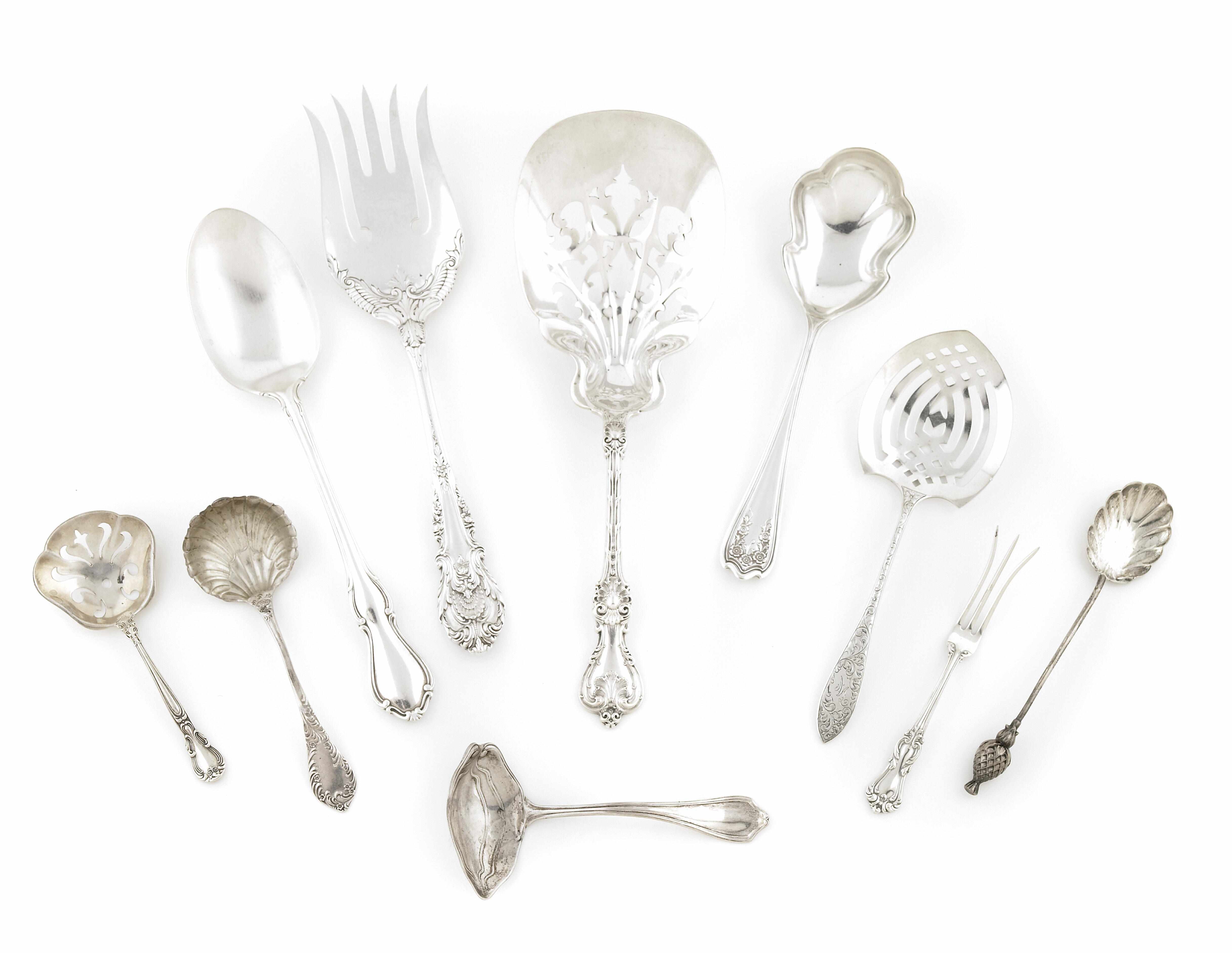 Appraisal: A group of American sterling silver serving flatware th century