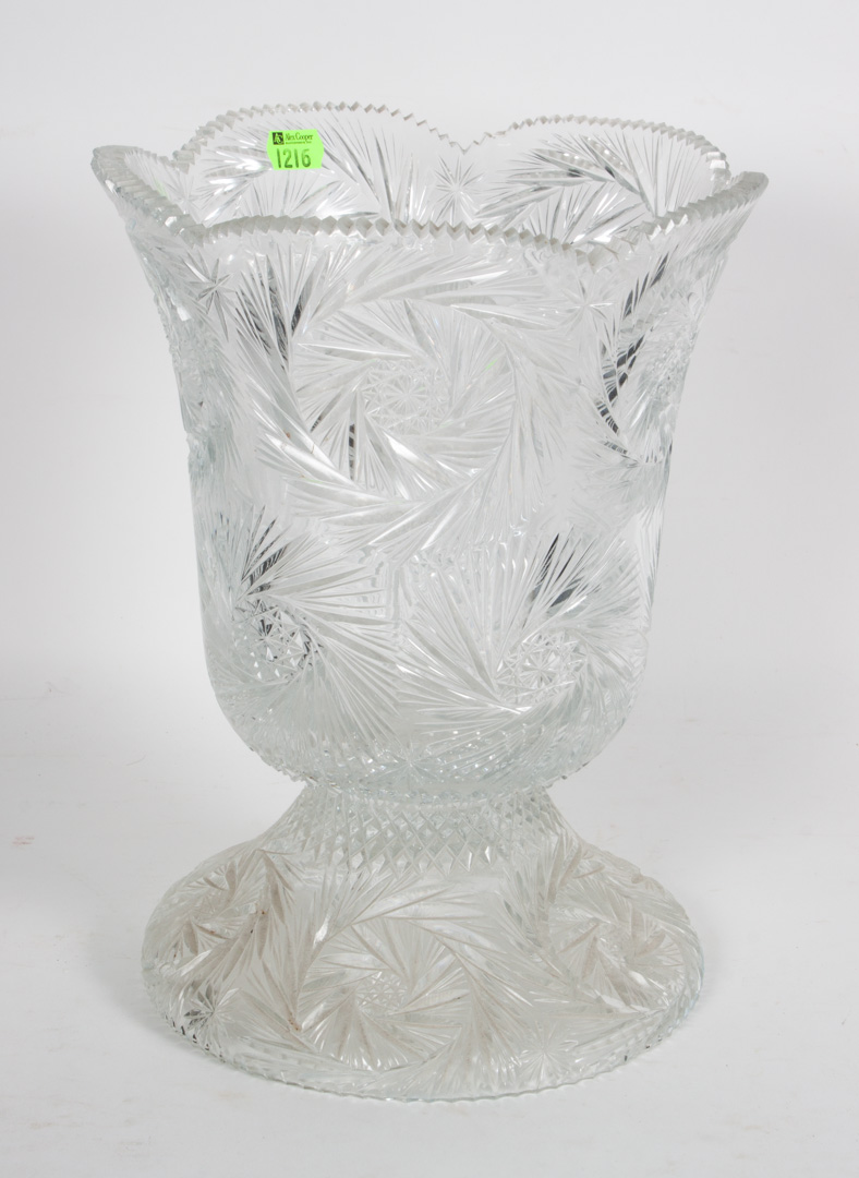 Appraisal: American cut glass center vase with saw-tooth edge and pinwheel