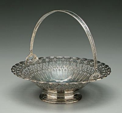 Appraisal: Tiffany sterling basket round with scalloped border openwork foliate borders