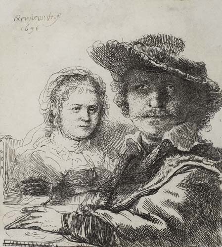 Appraisal: REMBRANDT VAN RIJN Self Portrait with Saskia Etching x mm