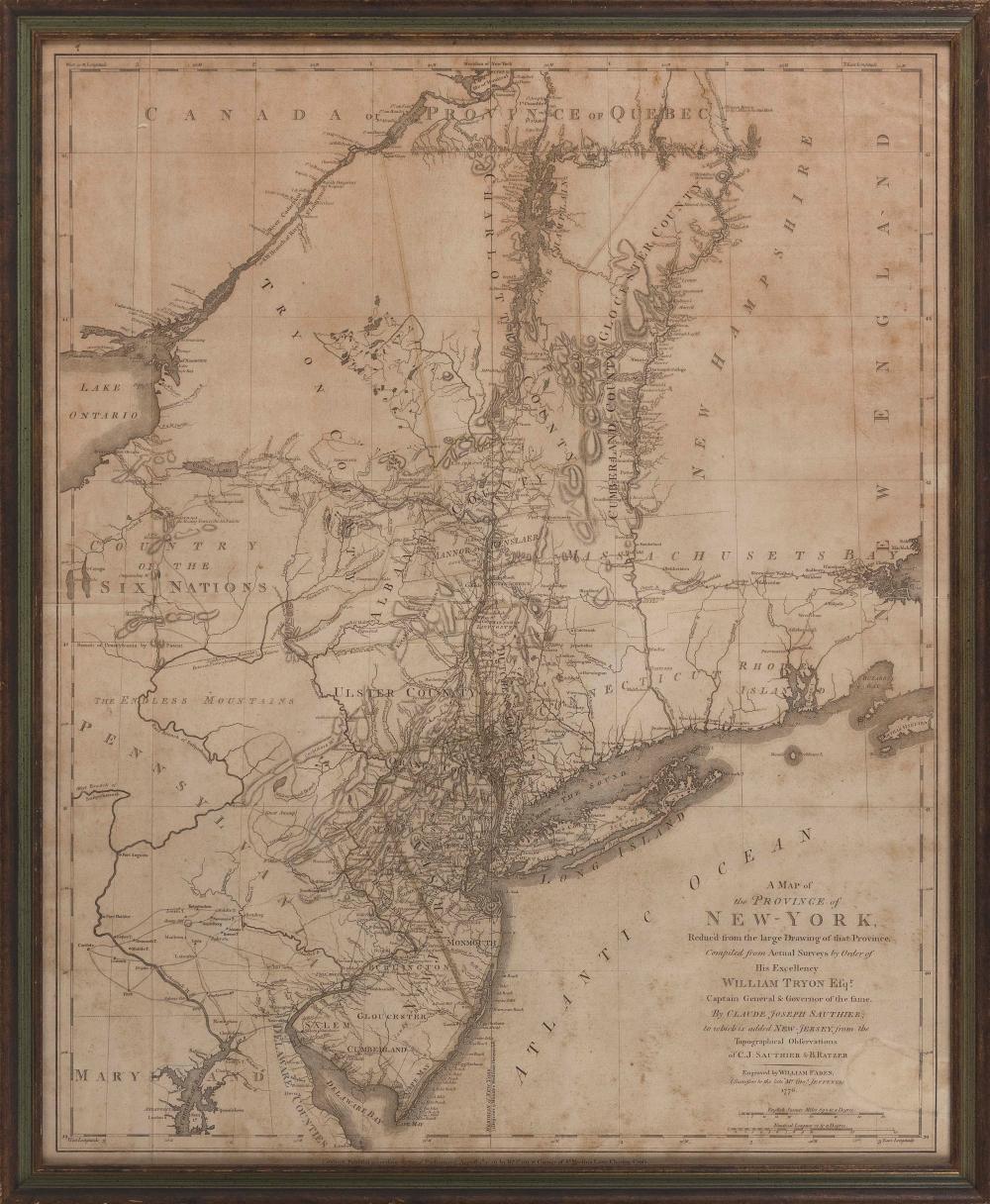 Appraisal: IMPORTANT REVOLUTIONARY WAR-ERA MAP OF NEW YORK AND NEW JERSEY