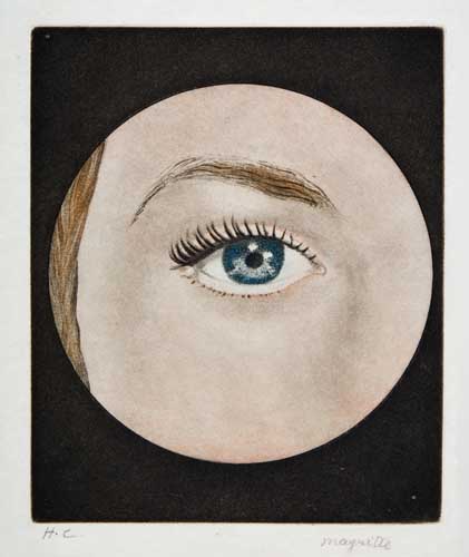 Appraisal: REN MAGRITTE L'Oeil Color etching on Japon nacr x mm