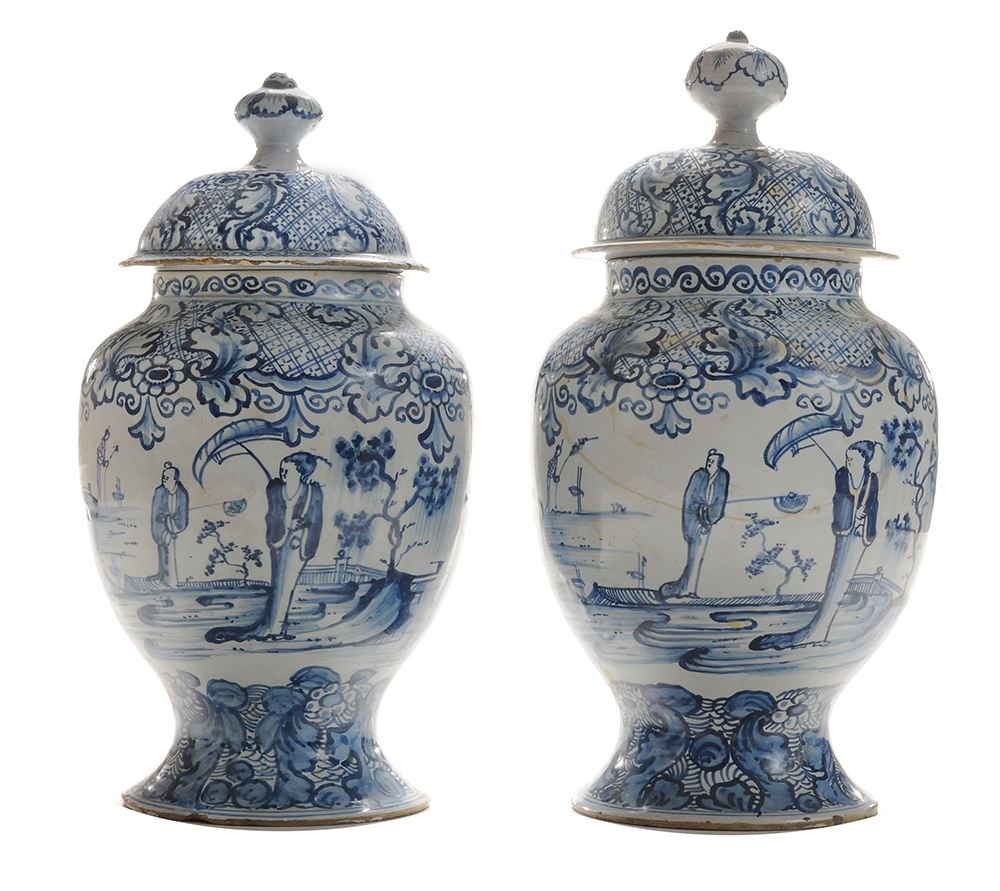 Appraisal: probably British mid- th century each decorated in chinoisserie scenes