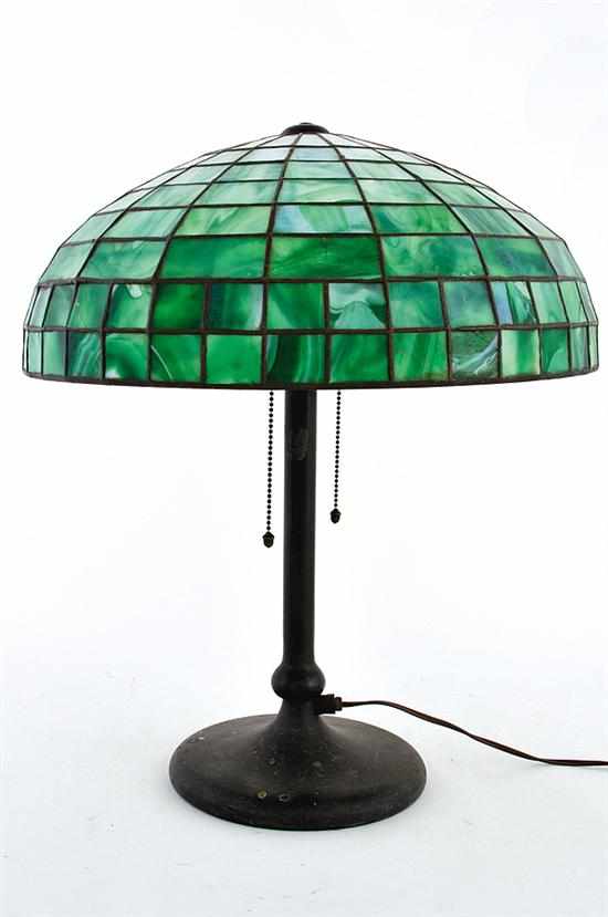 Appraisal: American stained glass table lamp first half th century mottled