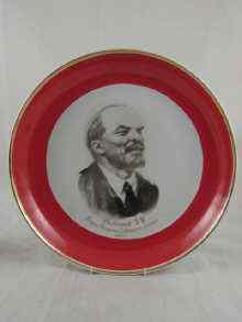 Appraisal: A Russian th Anniversary plate dated with portrait of Lenin