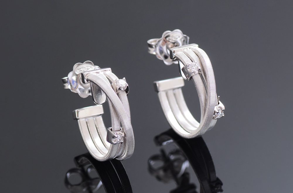 Appraisal: MARCO BICEGO GOA COLLECTION HOOP EARRINGS k white gold row