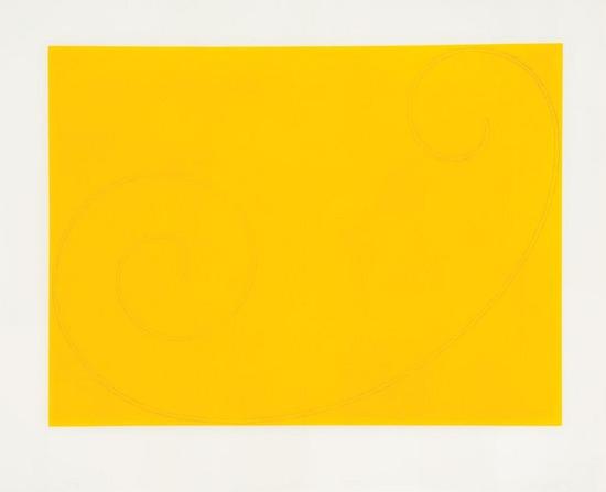 Appraisal: Robert Mangold b yellow curled figure silkscreen printed in colors