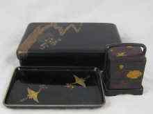 Appraisal: Three Oriental items viz a rectangular black box with applied