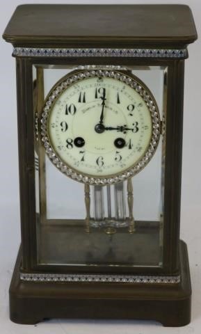 Appraisal: BRASS CRYSTAL REGULATOR CLOCK FRENCH FRERESTIME AND STRIKE MOVEMENT MADE