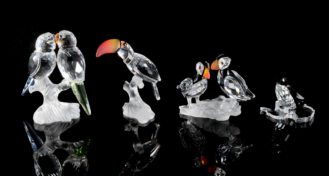 Appraisal: SWAROVSKI CRYSTAL FIGURINES - piece to include BUDGIES Michael Stamey