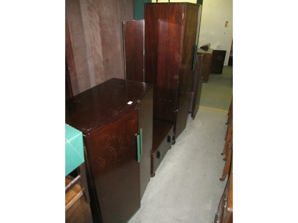 Appraisal: Art Deco bedroom suite comprising two wardrobes and a cheval