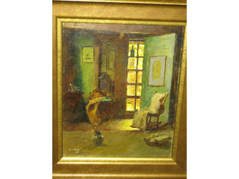 Appraisal: GUSTAVE GOETSCH AMERICAN - Interior scene oil on masonite signed