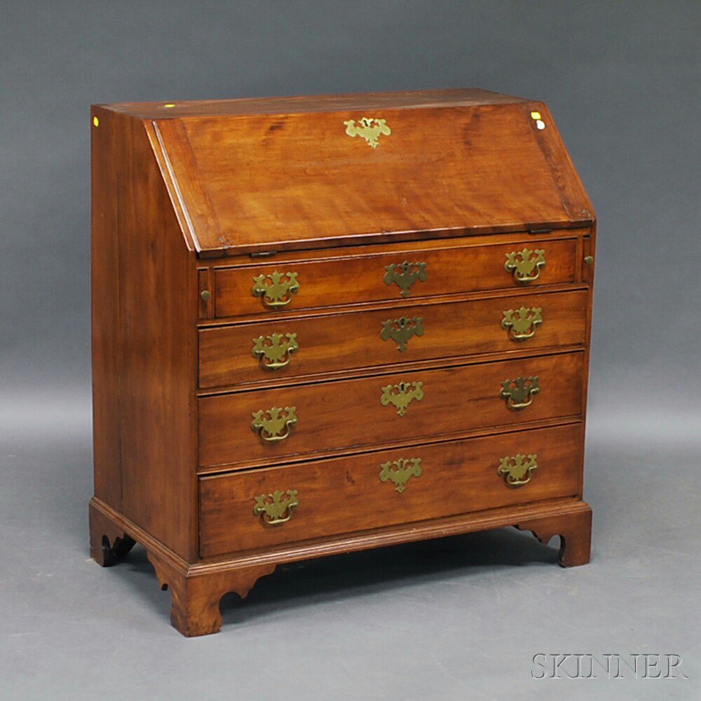 Appraisal: Queen Anne Walnut Slant-lid Desk England th century lid opening