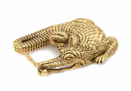 Appraisal: A Kieselstein-Cord Gilt Sterling Silver Alligator Belt Buckle Stamped B