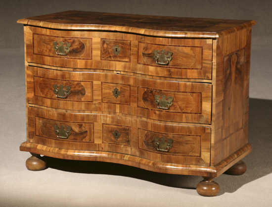 Appraisal: South German Rococo Inlaid Parquetry Walnut and Figured Walnut Serpentine