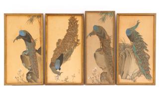 Appraisal: Collection of Peacock Woodblock Prints Collection of four color woodblock