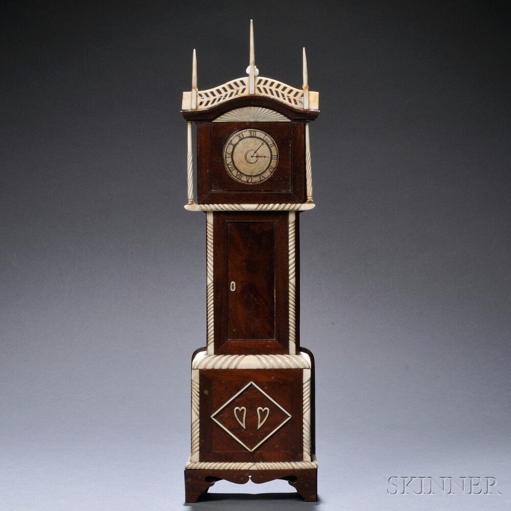 Appraisal: Miniature Mahogany and Ivory Tall Clock Watch Hutch America th