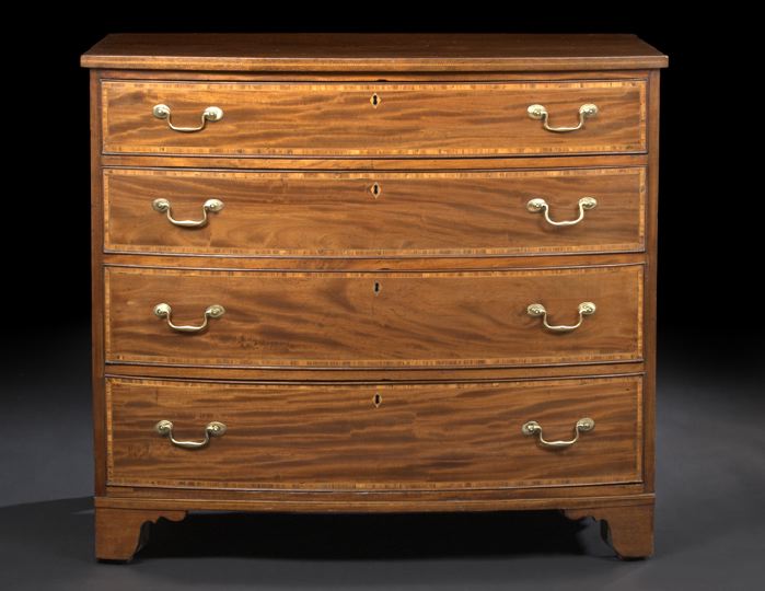 Appraisal: Regency-Style Mahogany Bowfront Chest late th century the bowed top