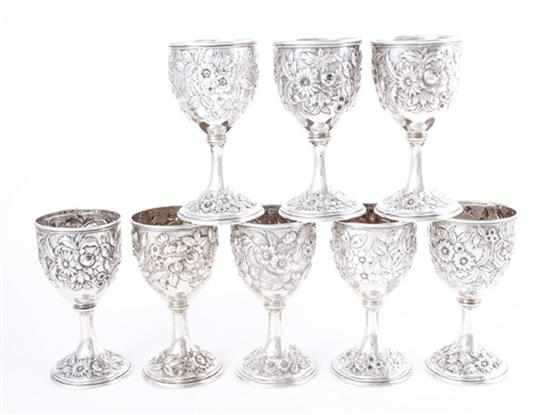 Appraisal: Southern sterling goblet set by S Kirk Son Baltimore Maryland