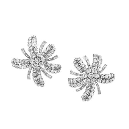 Appraisal: Pair of Diamond Earclips Estimate -