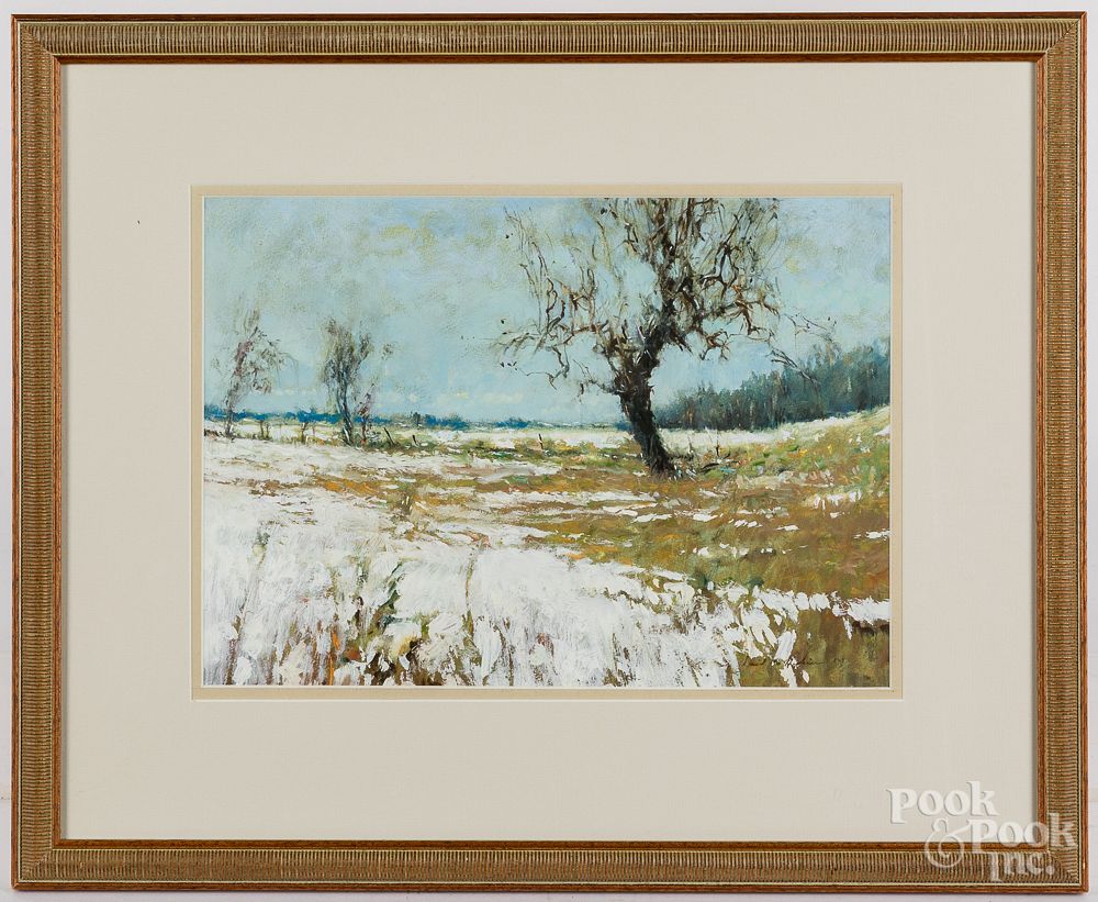 Appraisal: David Hopkins oil landscape David Hopkins American th c oil