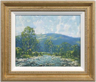 Appraisal: Cecil Chichester painting New York - landscape with river and