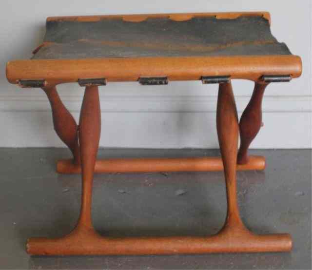 Appraisal: Poul Hundevad Midcentury Danish Foldable Stool Label on bottom ''Illums