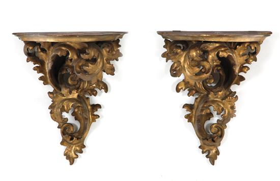 Appraisal: Pair Continental carved wood and gilt wall brackets early th