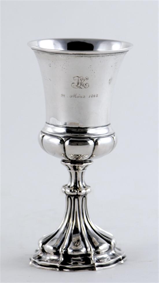 Appraisal: Continental silver goblet circa bell form raised on shaped and