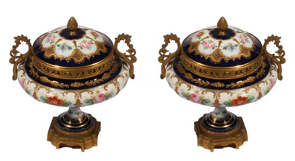 Appraisal: A French Sevres style porcelain and gilt bronze compote with