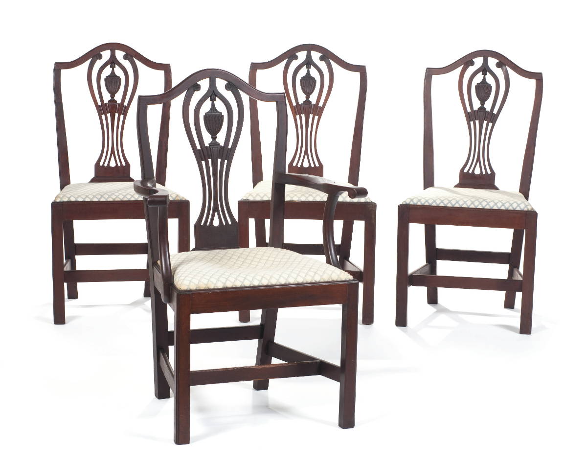 Appraisal: SET OF EIGHT FEDERAL STYLE MAHOGANY URN-BACK DINING CHAIRS IN