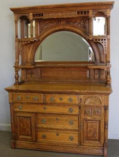 Appraisal: Victorian Golden Oak Sideboard with Secret Safe A beautiful server