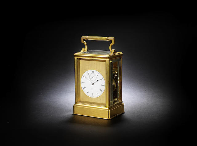 Appraisal: A fine mid th century gilt brass chronometer carriage timepiece