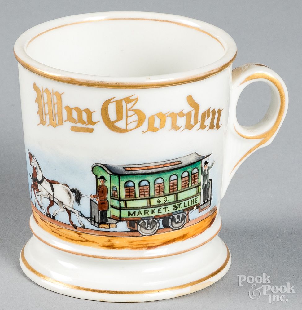 Appraisal: Porcelain trolley driver occupational shaving mug Porcelain trolley driver occupational