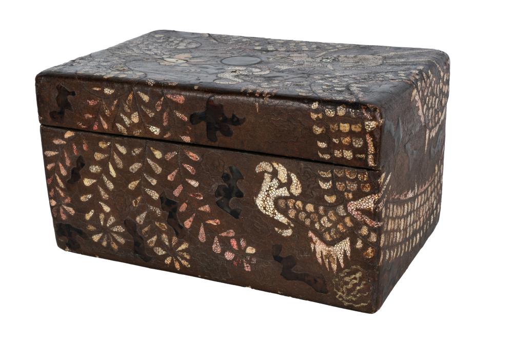 Appraisal: KOREAN LACQUERED INLAID BOXCondition with heavy wear throughout and loss