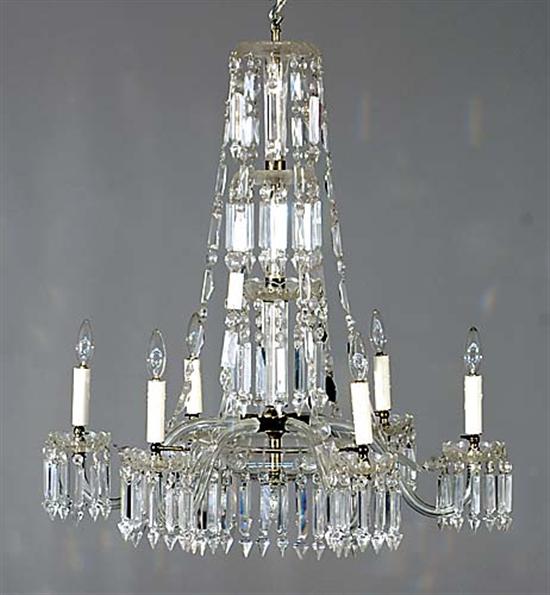 Appraisal: English crystal six-light chandelier late th centurycanopy crown with crystal