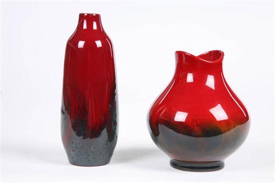 Appraisal: TWO ROYAL DOULTON FLAMBE' VEINED VASES Post A footed bulbous