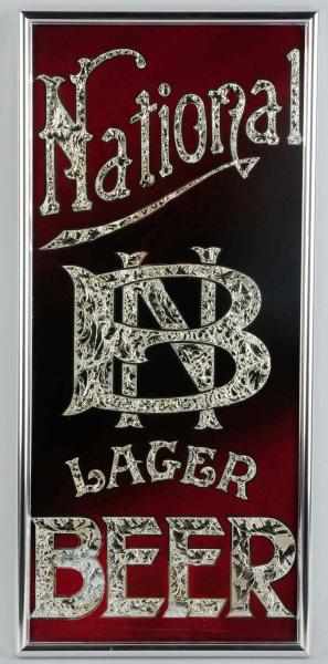 Appraisal: National Lager Beer Reverse Glass Sign Clean overall condition with