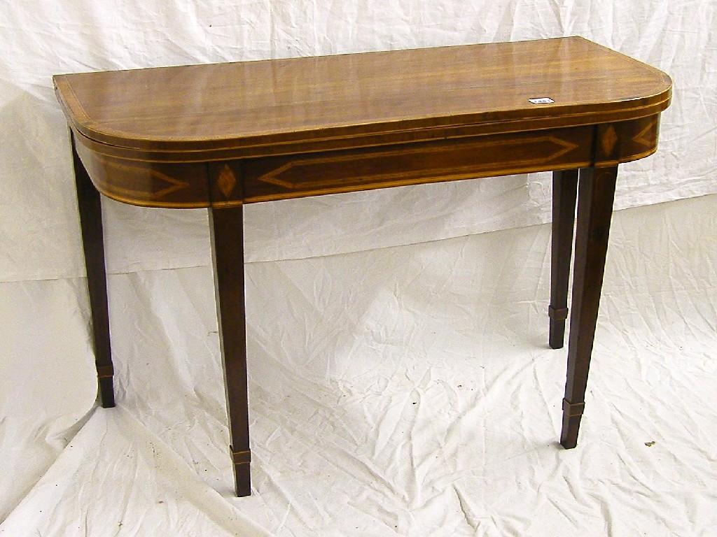 Appraisal: Early th century mahogany fold-over card table the satinwood crossbanded